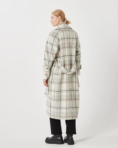 Lissu Wool Trench Coat in Pine Bark Plaid