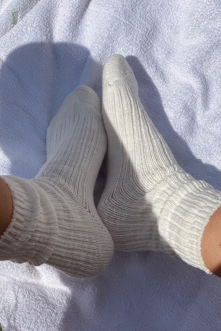 Cottage Socks In White Linen
