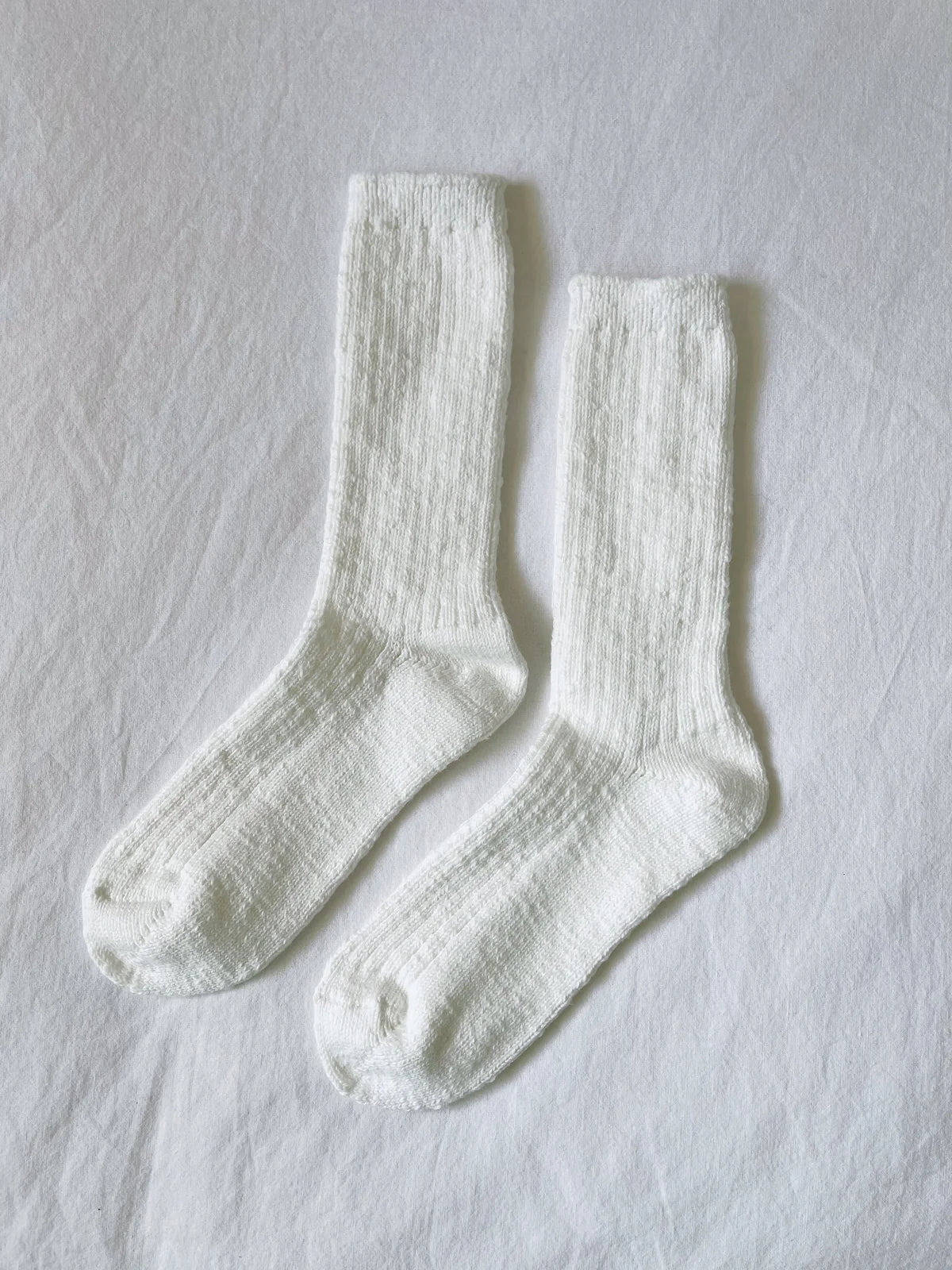 Cottage Socks In White Linen