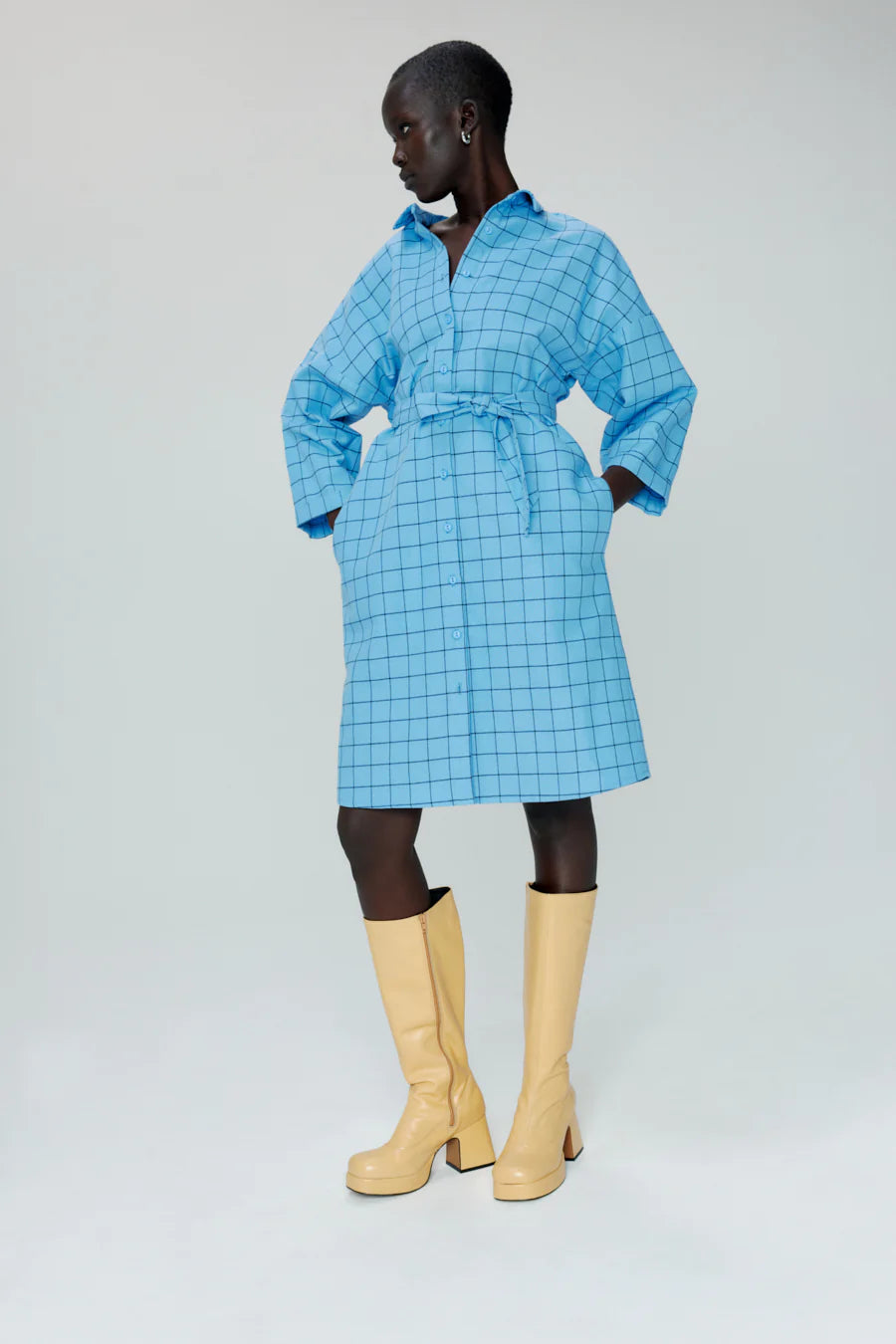 Dakar Shirt Dress in Icy Blue