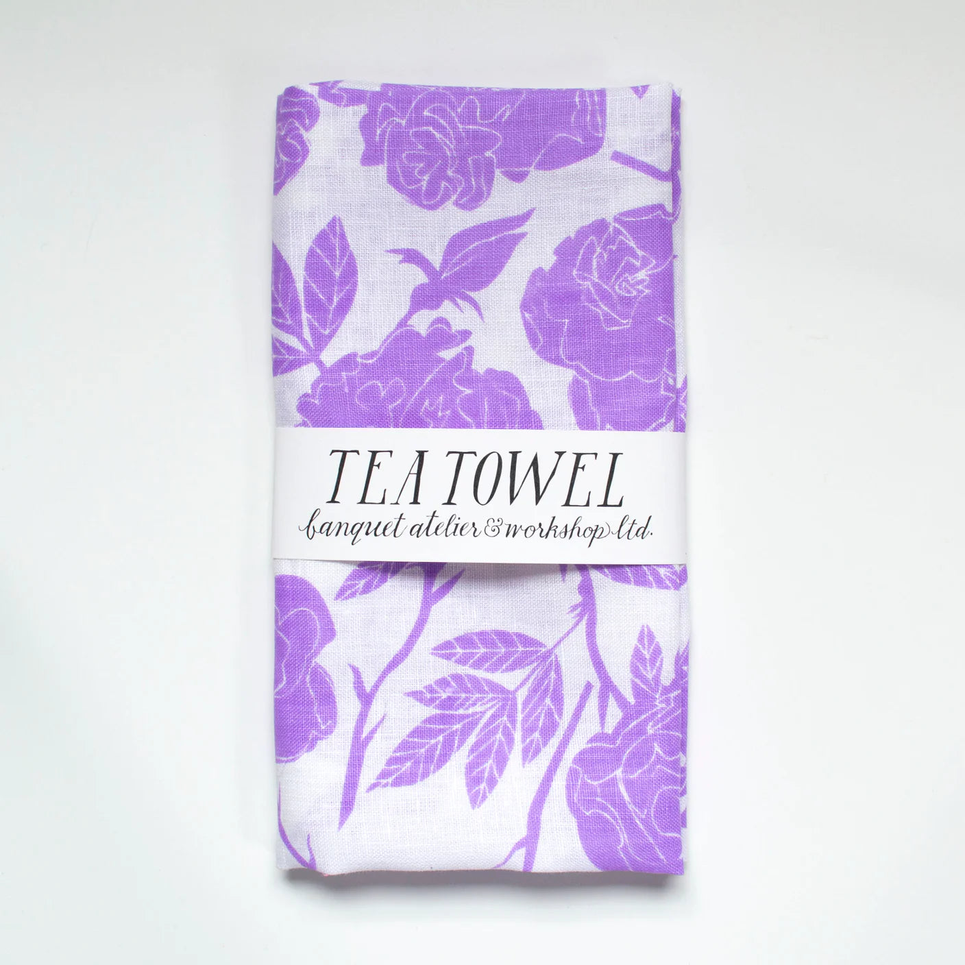 Wild Roses Lavender Linen Tea Towel