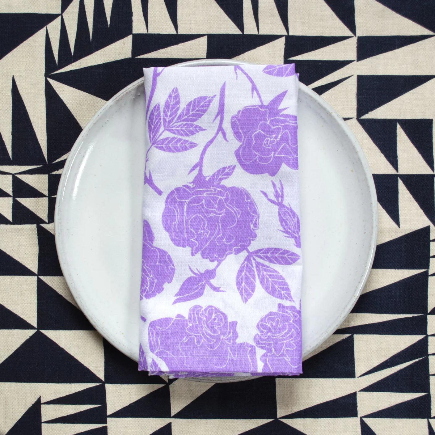 Wild Roses Lavender Linen Tea Towel