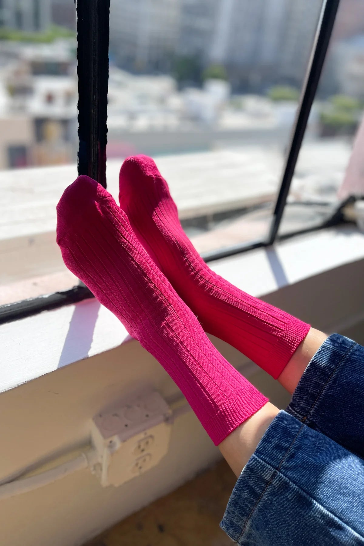 Her Socks In Bright Fuchsia