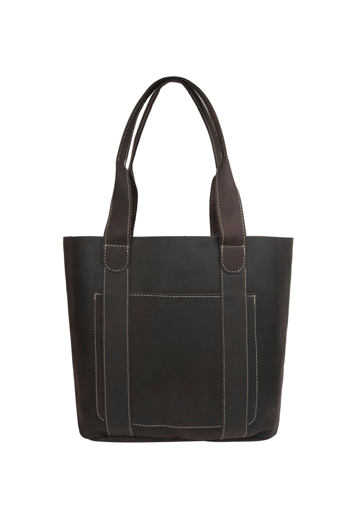 Oil Threaded Pocket Tote In Rugged Brown