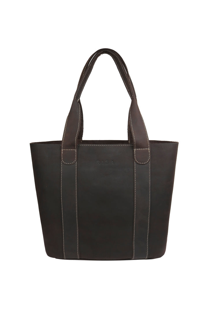 Oil Threaded Pocket Tote In Rugged Brown