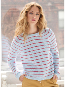 Striped Shaker Crew In Pimento Freeze