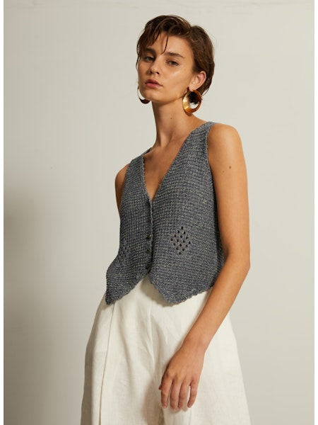 Mesh Vest With Crochet Diamond Detail