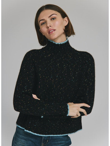 Tipped Tweed Mockneck In Celestial Combo
