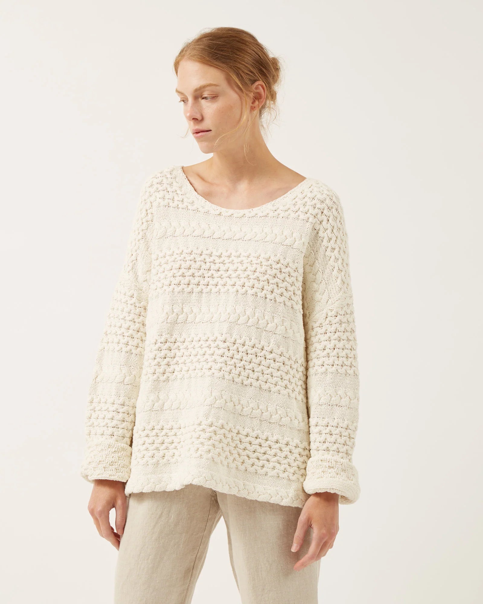 Delphine Silk & Cotton Sweater In Ivory