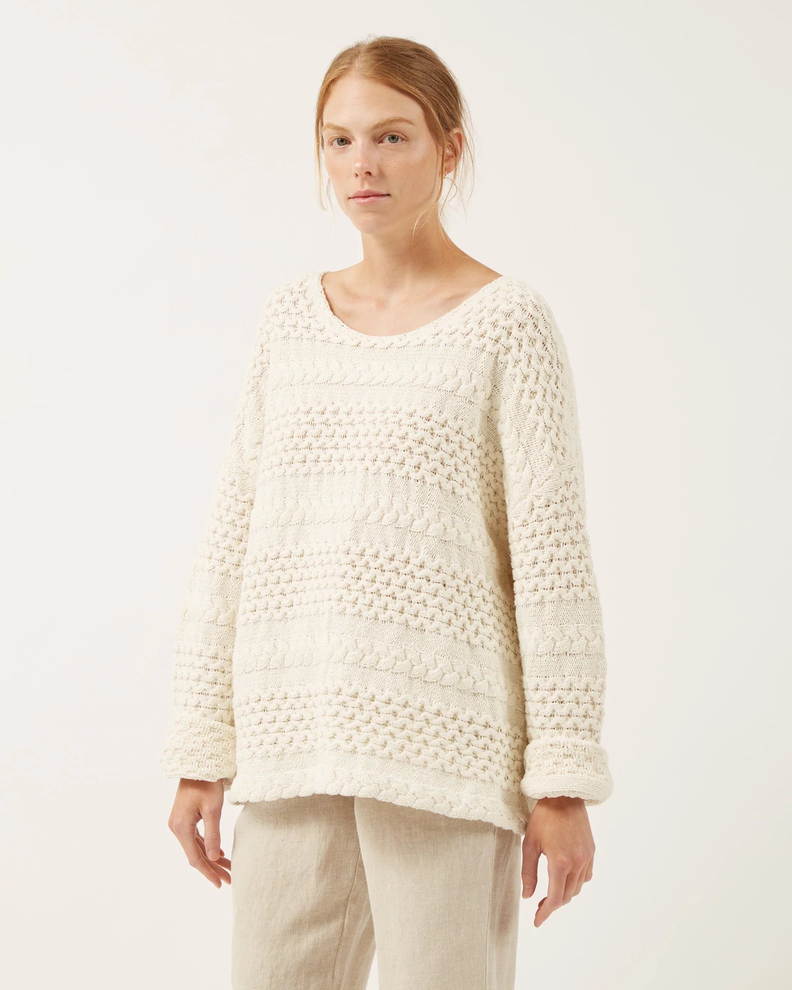 Delphine Silk & Cotton Sweater In Ivory
