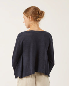 Cassandra Linen Sweater In Navy