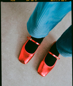 Verda Ballerina Flats In Metallic Red