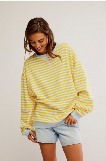 Classic Stripe Pullover In Dandelion