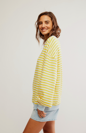 Classic Stripe Pullover In Dandelion