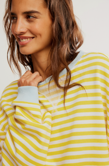 Classic Stripe Pullover In Dandelion