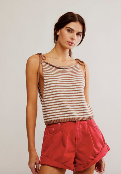 Claire Knitted Tank In White Praline Combo