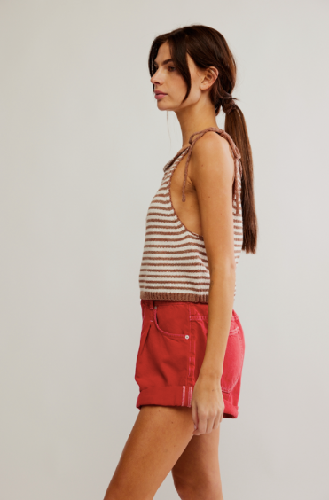 Claire Knitted Tank In White Praline Combo
