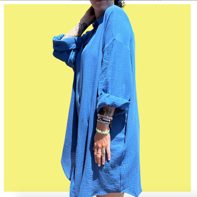 Don't Touch Me Dress In Blue Gauze