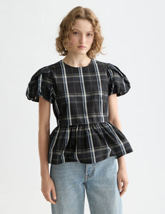 Taffeta Cap Sleeve Top w Peplum