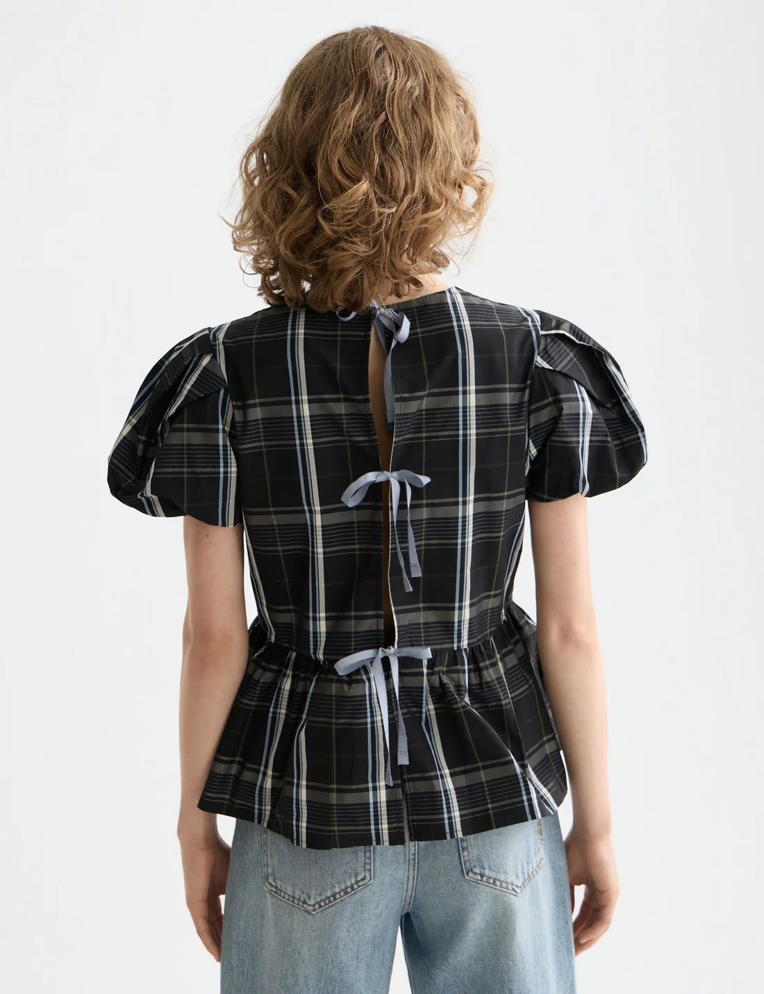 Taffeta Cap Sleeve Top w Peplum