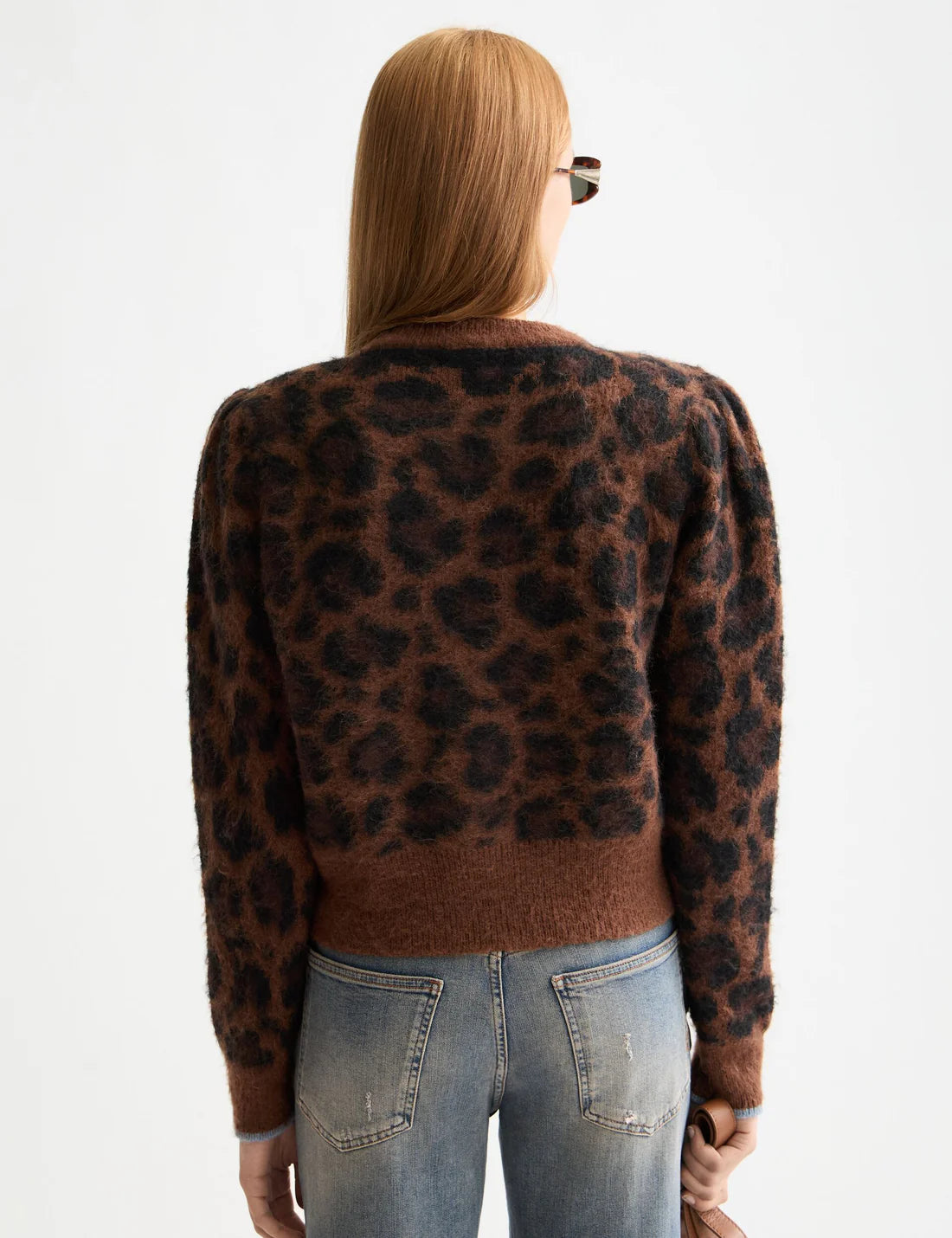 Fuzzy Jacquard Leopard Cardigan