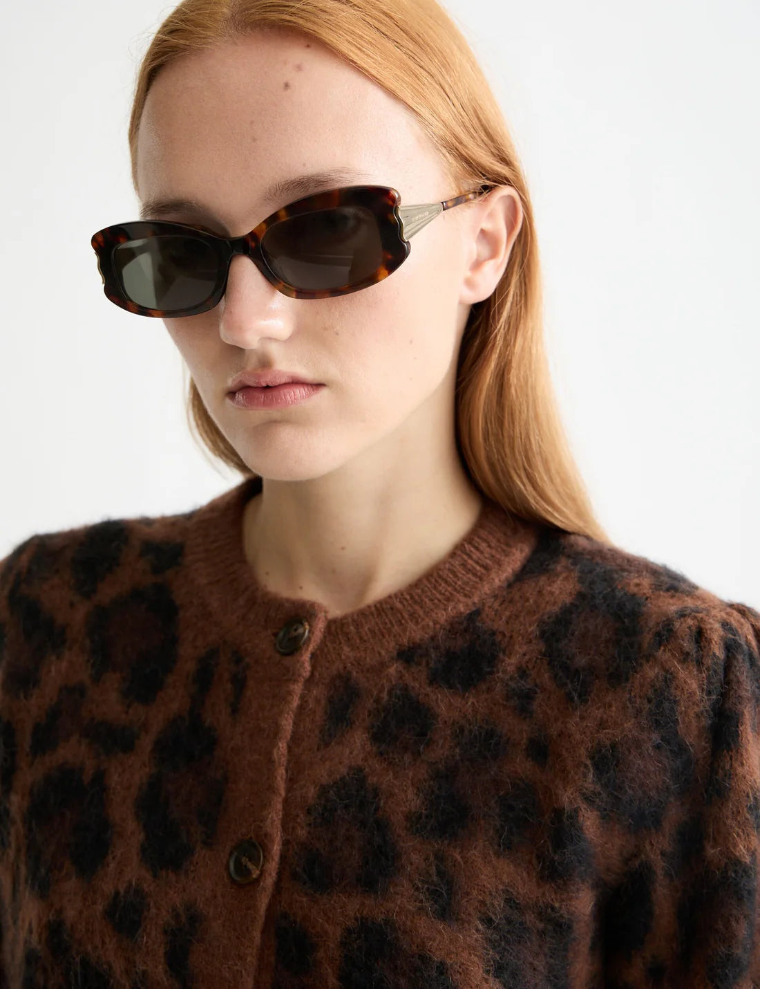 Fuzzy Jacquard Leopard Cardigan