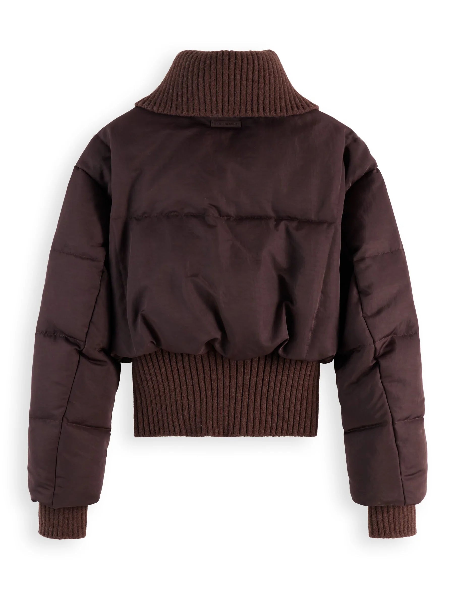 Aviator Collar Puffer Jacket In Chocolate Plum
