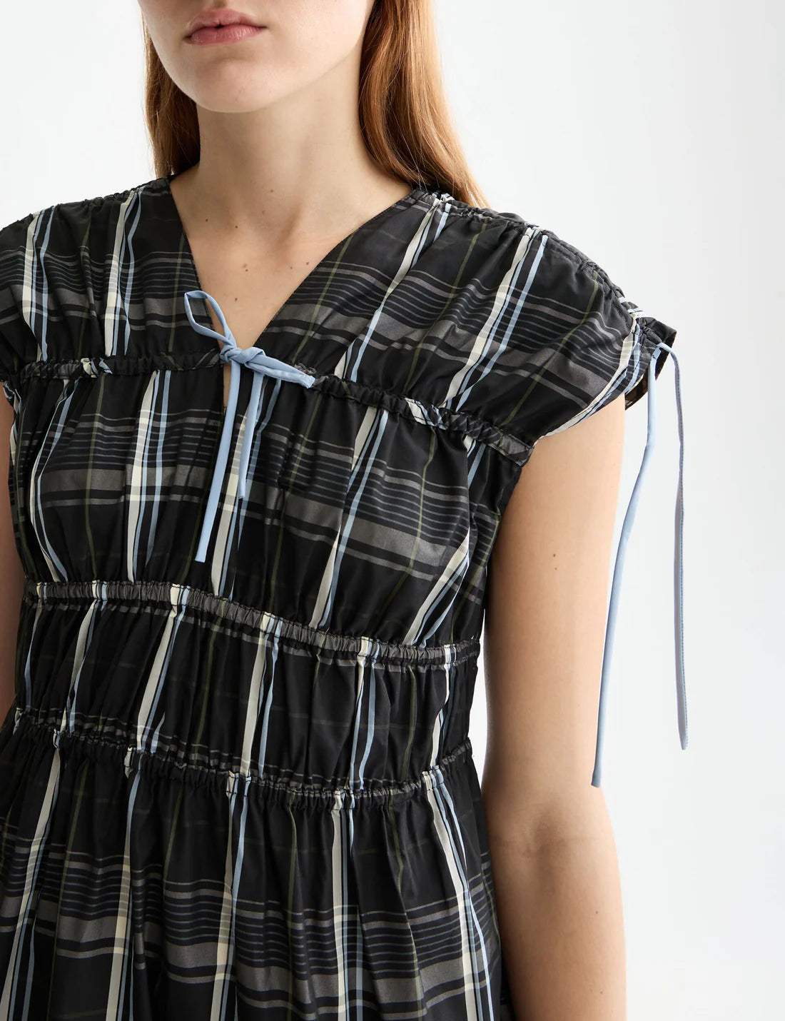 Gathered Taffeta Midi Dress