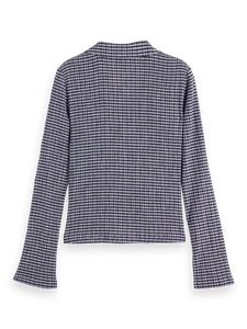 Structured Gingham Button In Sky Captain