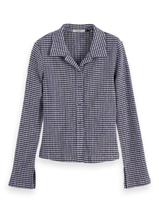 Structured Gingham Button In Sky Captain