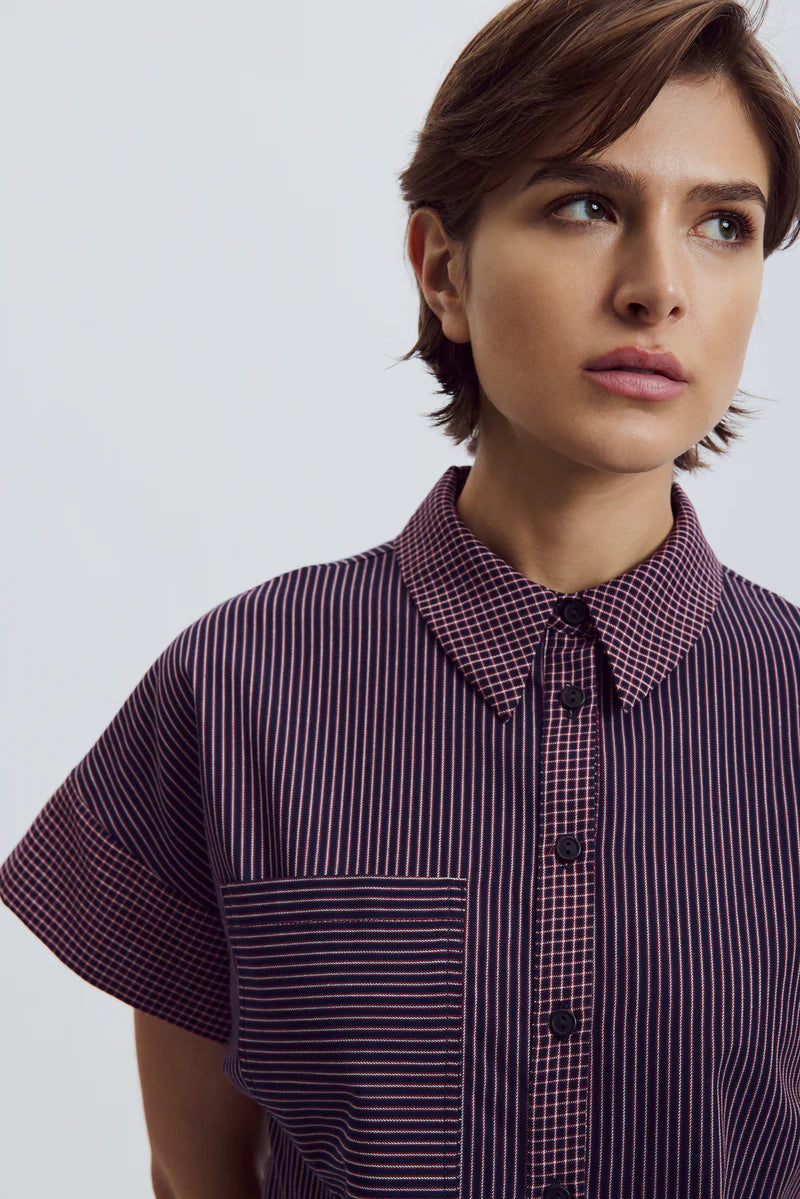 Apoline Shirt In Navy & Burgundy