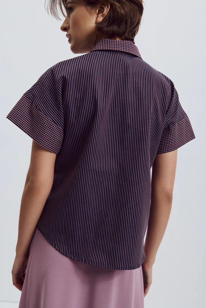 Apoline Shirt In Navy & Burgundy