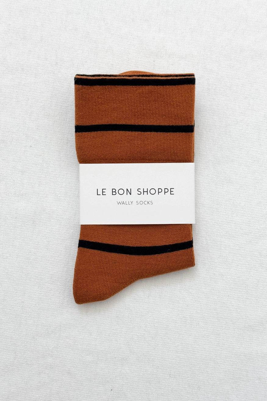 Wally Socks In Dark Camel Stripe