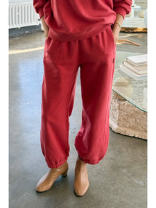 French Terry Balloon Pants In Coral Red