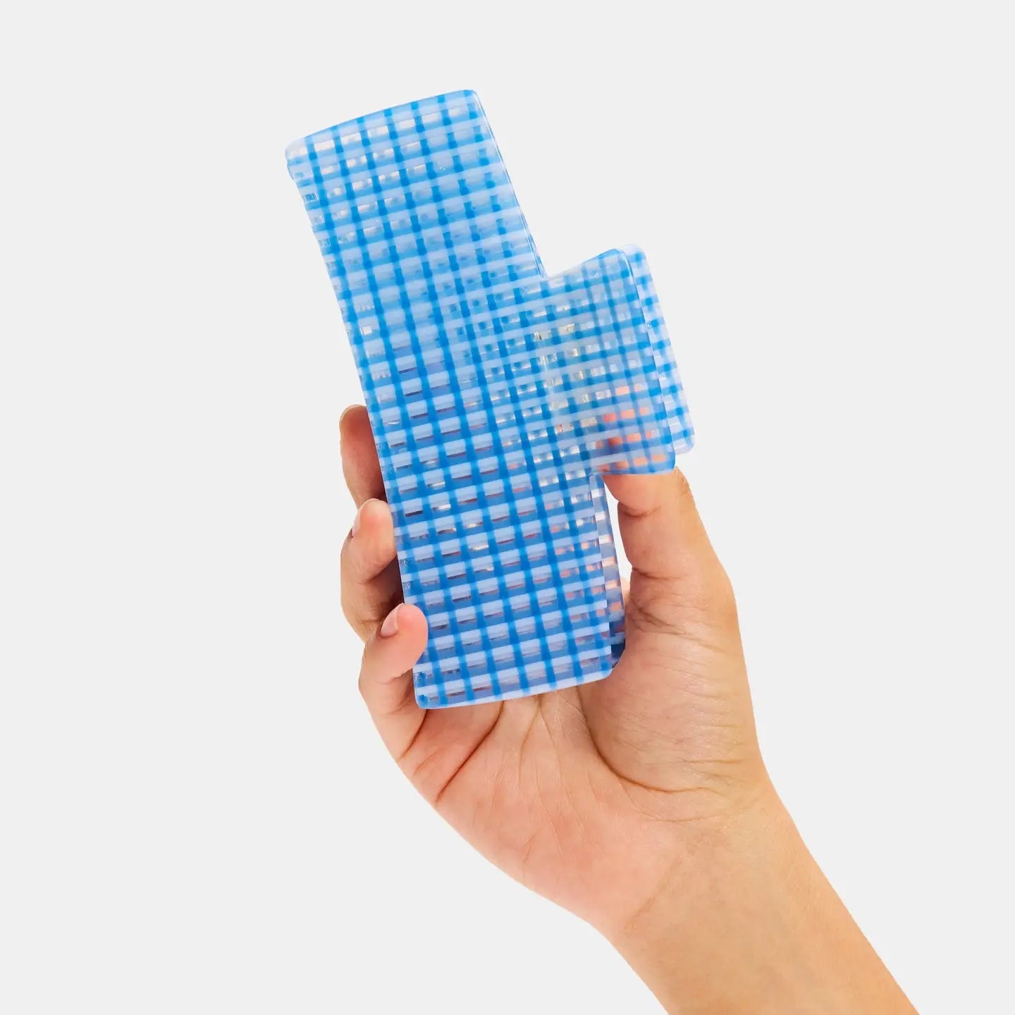 Jumbo Box Claw In Blue Lattice