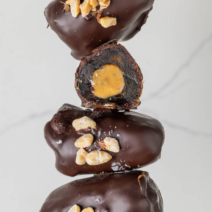 Peanut Butter Crunch Chocolate Covered Dates