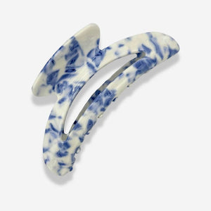 Meadow Large Hair Clip In Porcelain White & Blue Pattern