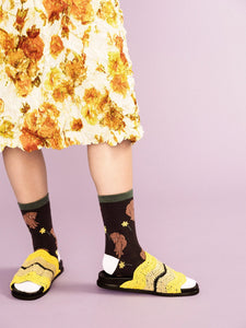 Daffodil Crew Socks in Black