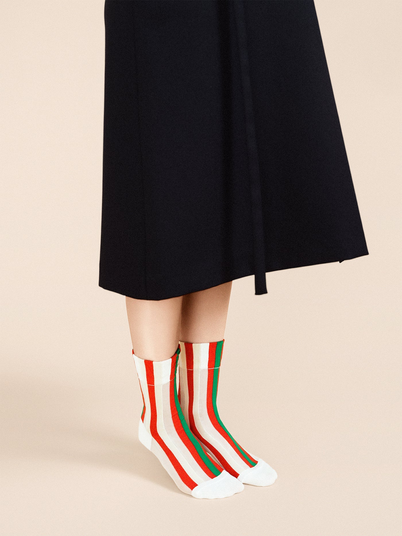 Festive Stripe Sheer Crew Sock