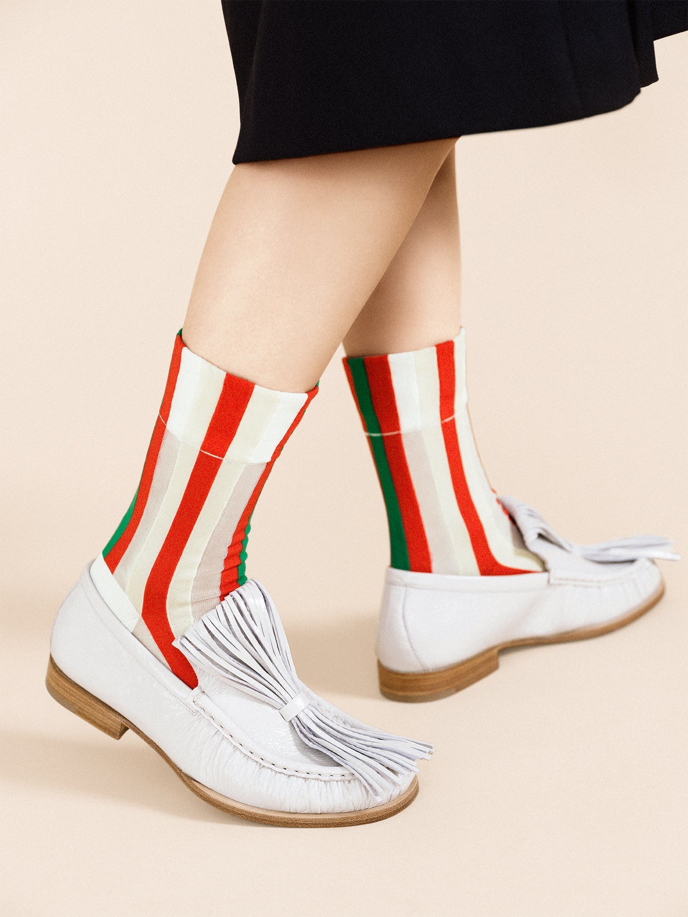 Festive Stripe Sheer Crew Sock