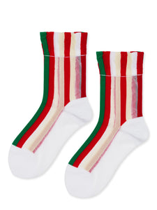 Festive Stripe Sheer Crew Sock