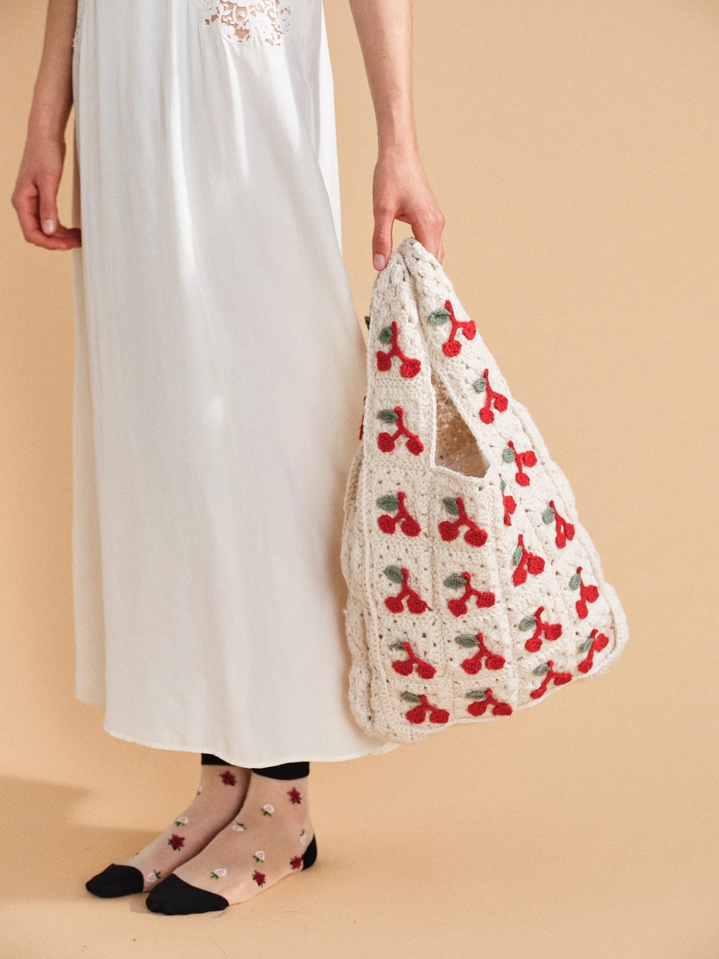 Cherries Crochet Shopper Bag