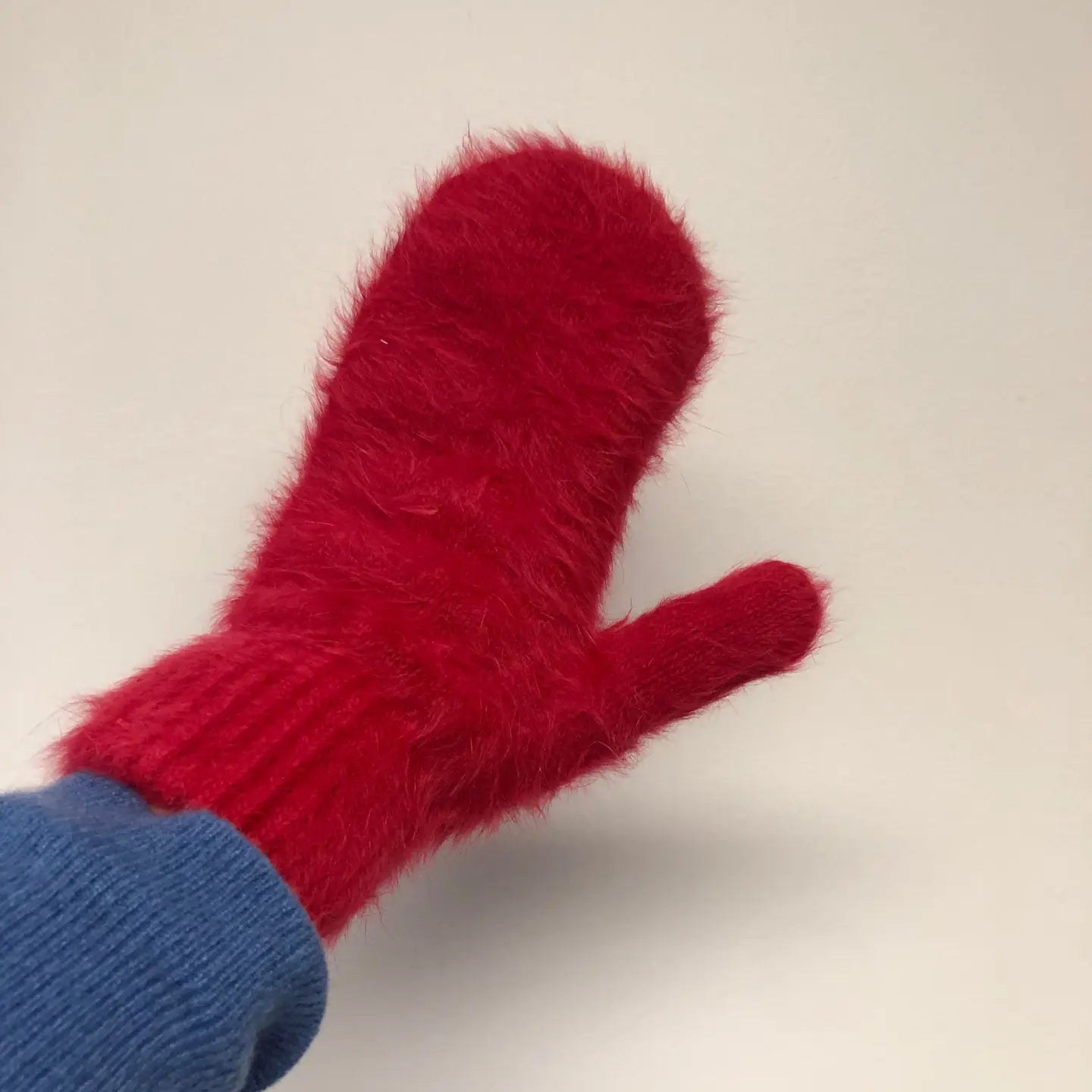 Fluffy Angora Crystal Bright Mittens