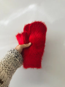 Fluffy Angora Crystal Bright Mittens