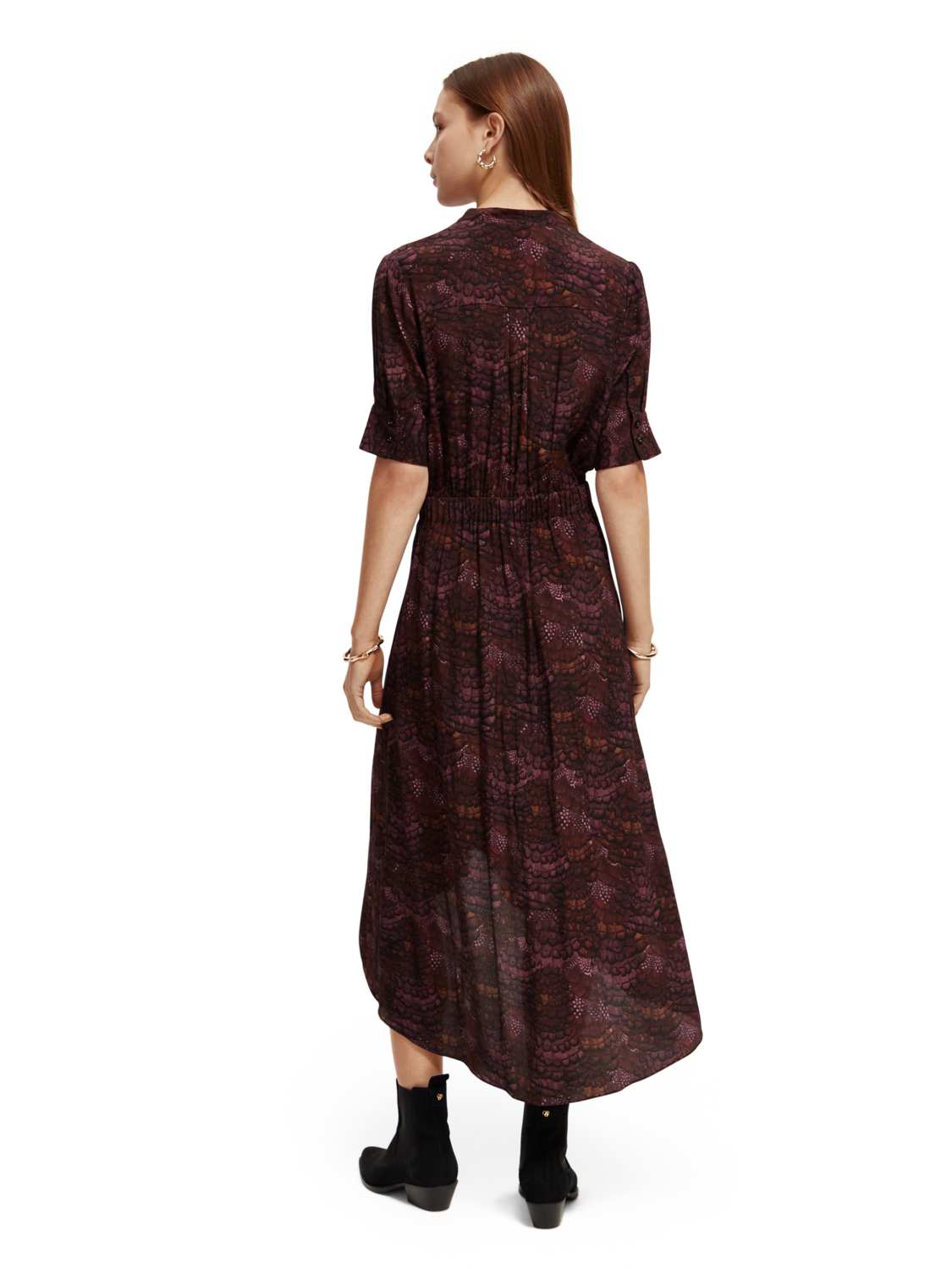 Feather Bordeaux Midi Dress