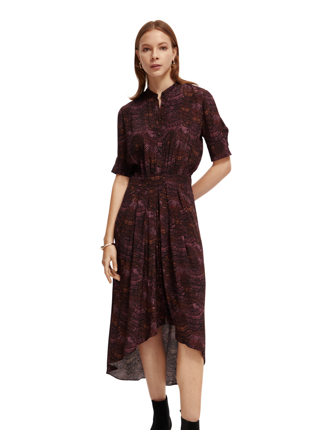 Feather Bordeaux Midi Dress