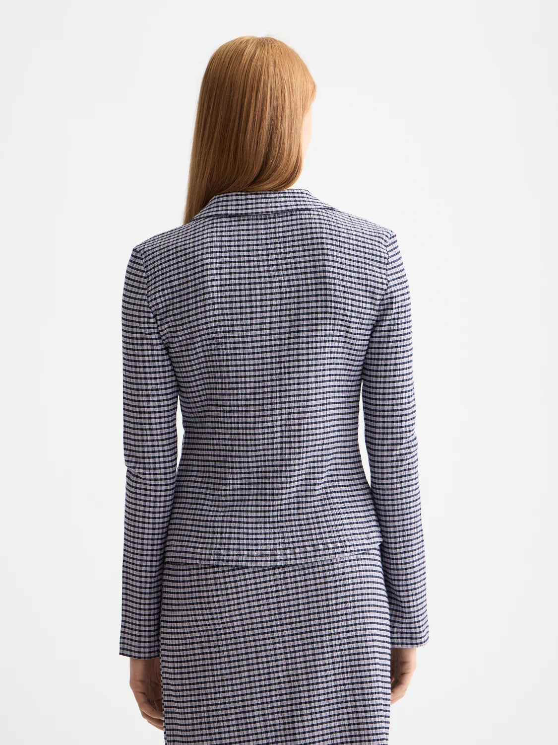 Structured Gingham Button In Sky Captain