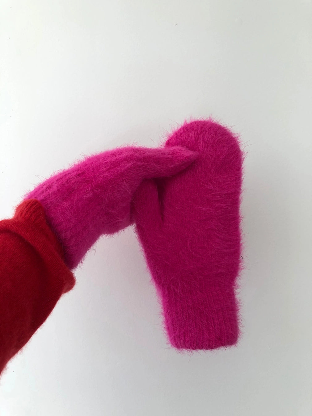 Fluffy Angora Crystal Bright Mittens