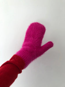 Fluffy Angora Crystal Bright Mittens