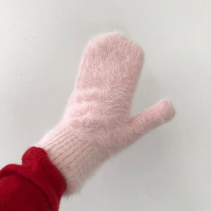 Fluffy Angora Crystal Bright Mittens